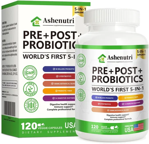 Ashenutri Probiotic, Prebiotic & Postbiotic (120 capsules)