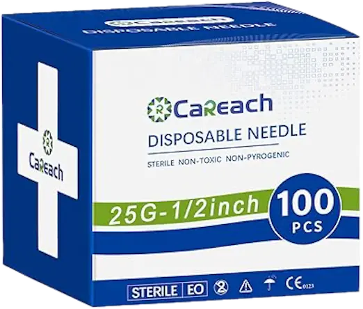 Careach 25Ga 1/2" Luer Lock Needle (100 pack)