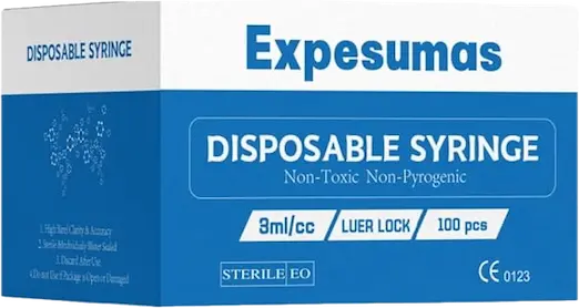 Expesumas 3cc Plastic Syringe Luer Lock Tip (100 pack)